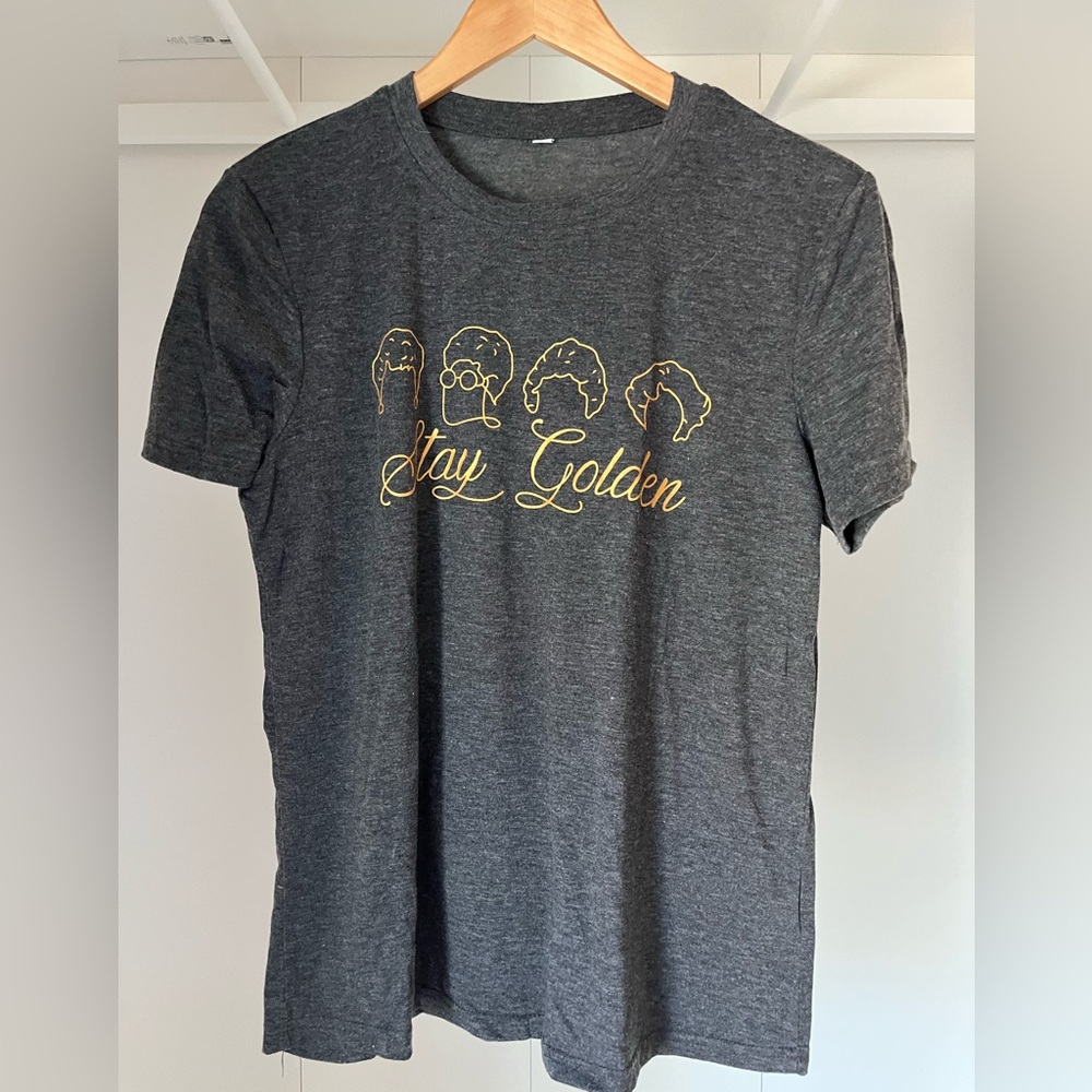 “Golden Girls” Gray Graphic T-Shirt with Gold Print Sz Small